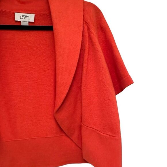 Loft coral orange short sleeve shrug sweater- size s - Picture 3 of 6
